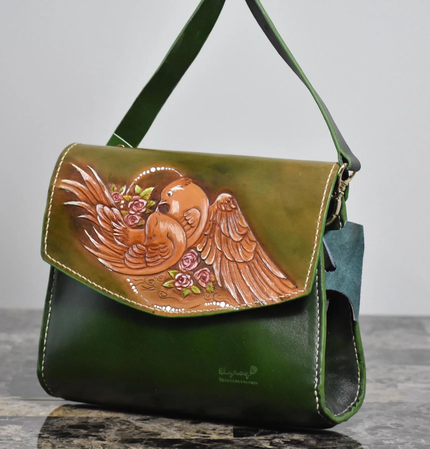 Fakhteh - Luxury Handmade Leather Bag with Engraved Love Birds for Women - (Contact Us to Order)