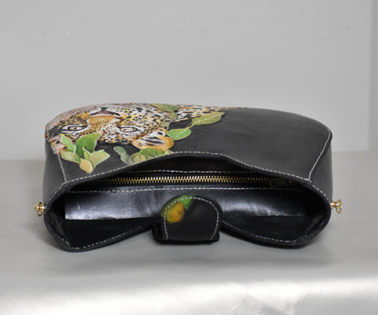 Leoparda Noir – Handmade Luxury Leather Bag with Chain