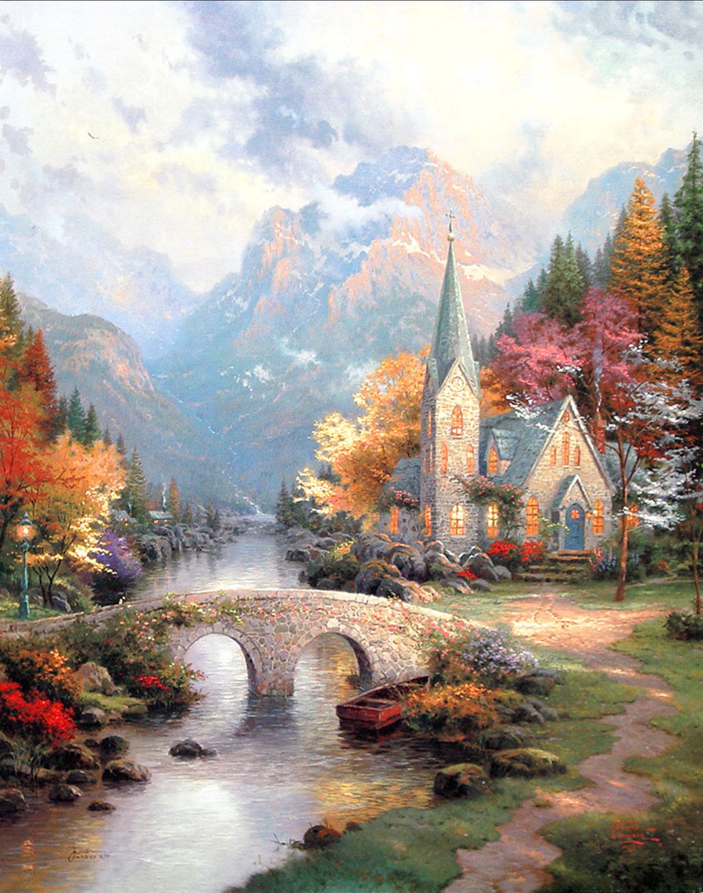 Thomas Kinkade - Mountain Chapel